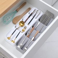 1pc Multifunctional Knife Fork Compartment Storage Box Cutlery Spoon Box Divider Organizer Kitchen Drawer Storage Box Tray