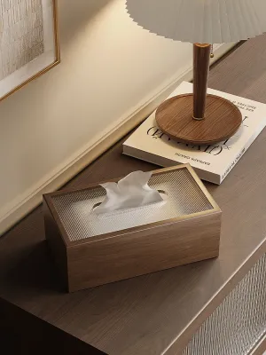 MUJI High-end New wooden tissue box living room high-end light luxury paper napkin box home coffee table storage hotel hotel desktop  Original