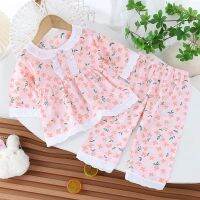 Pajamas for Kids 2023 Summer New Lovely and Sweet Floral All-match Three Quarter Fashion Lace Korean Version Girls Clothes