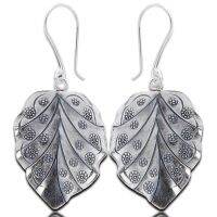 Leaf beautiful exotic nice  earrings pure silver Thai Karen hill tribe ดอกไม้สวยงามไทยตำหูเงินกระเหรี่ยงทำจากมือชาวเขางานฝีมือสวยของฝากที่มีคุณค่าของฝากถูกใจ