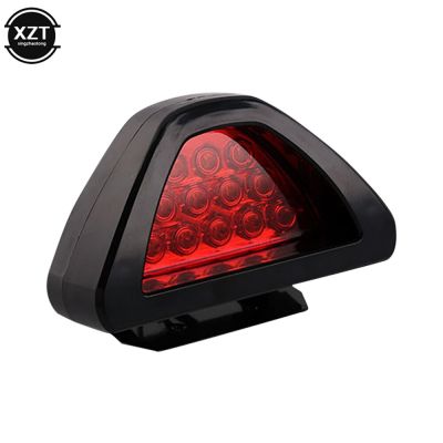 【CW】Universal Brake Signal Lamp F1 Style Triangle Sporty 12LED Rear Fog Light Tail Third Brake Lamp DRL Brake Flash Warning Light