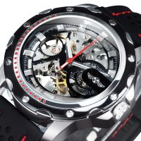 ZZOOI WINNER Military Sport Automatic Watch for Men Mechanical Wristwatches Fashion Rubber Strap Luminous Luxury Skeleton Mens Watches