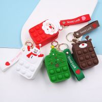 New Silicone Coin Purse Push Bubble Sensory Fidget Toy Box Christmas Design Cartoon Wallet Fingertip Decompression Girls Bag