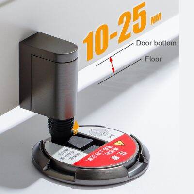 【LZ】✌◙❇  Solid Metal Door Stopper Updated Mechanical Self-Locking Stop Height Adjustable 3M Sticker And Screw Fix DIY Hidden Door Holders