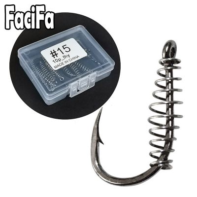 【LZ】◊☊  20 or 10 pcs Carp Fishing Hook with Box Barbed Swivel Spring Jig Hook Circle Explosion Hook Fly Hook Fishing Accessories Tackle