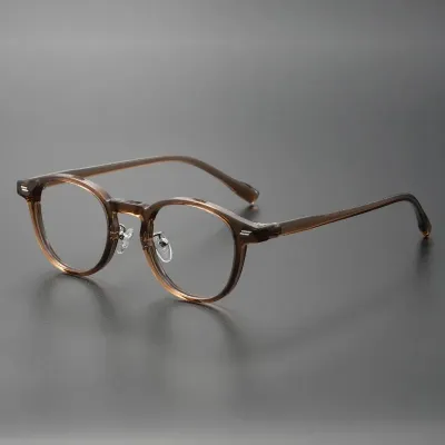 แว่นตา TR90 กรอบทรงกลม แฮนด์เมด น้ําหนักเบา สไตล์เรโทร แฟชั่นสําหรับผู้ชาย และผู้หญิง