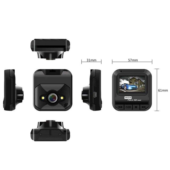 กล้องติดรถยนต์กล้อง-dvr-1080p-เซ็นเซอร์รถยนต์ความละเอียดสูงการมองเห็นได้ในเวลากลางคืนกล้องติดรถยนต์กล้องติดรถยนต์กล้องจิ๋ว1-6นิ้วจอสี