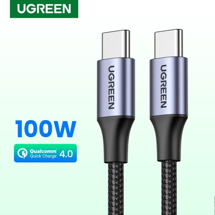 ugreen-สายชาร์จ-สาย-usb-c-ไปยัง-usb-c-usb-type-c-100w-การจ่ายพลังงาน-pd-สำหรับ-apple-compatible-compatible-for-pro-matebook-pro-2020-chromebook-pixel-3-xl-samsung-note-10-s20-s10-nintendo-switch-3ft