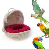 SKYJS Budgies Parakeet Lovebird Gerbil กระท่อมกรงแขวนกับเสื่อฤดูหนาวอบอุ่นสบายถุงนอนนกเปลเด็กทารกบ้านเป่าลมสำหรับเด็กนกแก้วของเล่น