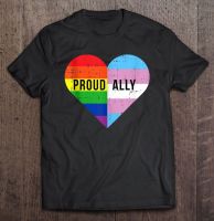 Gay Trans Transgender Loving Heart T Shirts Rainbow Flag Cool Lgbt Ally Gift Tank Tshirt Sport Camisa T Gildan Spot 100%