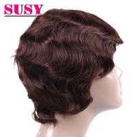 Finger Wave Wigs Cheap Malaysian Short Pixie Cut Human Hair Wig Short Curly Bob Wigs Machine Made wig Free to Brazil