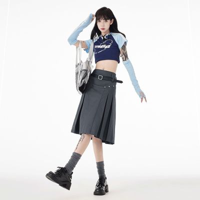 ‘；’ High Waist Pleated Skirts Women Summer Knee-Length Preppy Style Harajuku Y2k Hot Sale Street School Cosplay Casual Female Faldas