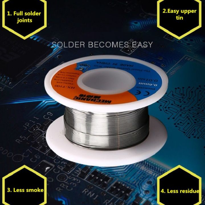 HX-100 MCN Solder Wire Fine ปกติอุณหภูมิ183องศาจุดหลอมเหลวพื้นผิวเฉพาะตะกั่วบัดกรีลวดเทปกาวสำหรับซ่อมโทรศัพท์