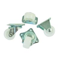 4 Pcs 1" Plastic Wheel Rectangle Top Plate Fixed Swivel Caster Set