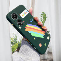 เคสโทรศัพท์สำหรับ OPPO A78 4G ใหม่เคสโทรศัพท์ดีไซน์ลายการ์ตูนเด็กผู้หญิงยิ้มสีรุ้งแบบขอบสี่เหลี่ยมปลอกซิลิโคนน้ำคลุมทั้งหมดเคสป้องกันกล้อง