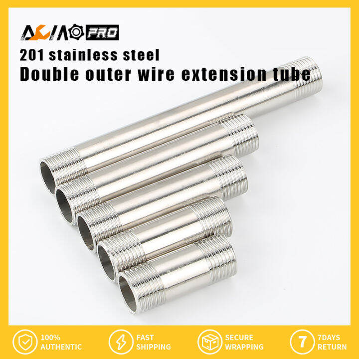 AumoPro 1PCS Stainless Steel Male X Male Threaded Pipe Fitting Water