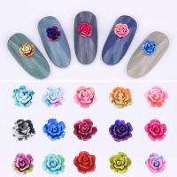 100pcs 3d Flower Nail Art Resin Cute Color Glitter Roses for Acrylic Nail Decoration Charm press on nails with Gel TA04