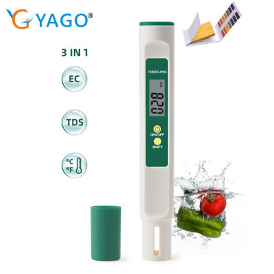 RCYAGO ใหม่3 In 1 EC TDS อุณหภูมิน้ำใหม่ตัวทดสอบคุณภาพหน้าจอ LCD สำหรับมิเตอร์น้ำความแม่นยำสูงสำหรับดื่มน้ำ Aquarium