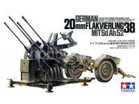 พลาสติก โมเดล ประกอบ tamiya สเกล 1/35 20 mm Flakvierling 38 Mit Sd.Ah. 52(TA-35091)