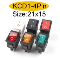 5/10 PCS KCD1 6A/250V AC 10A/125V 21*15mm 4 Pin Boat Car Rocker Switch ON-OFF Car Dash Dashboard With Light Switch Ceiling Lights