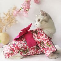 Pet Clothing Cat Dress Japanese Pure Cotton Pet Clothes Dog Kimono Cat Kimono Spring and Summer Thin Anti-hair Cat Supplies Dresses