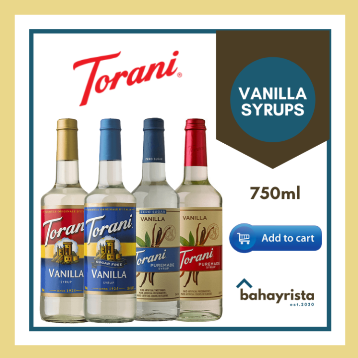 Torani Vanilla Syrups 750ml for Coffee, Blended Drinks, & Baking ...