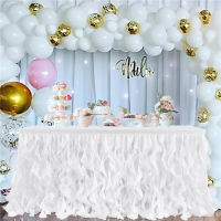 พู่ Double Layer Curly Willow กระโปรงตารางลูกไม้ Taffeta กระโปรงตาราง Tutu Tulle กระโปรงตารางวันเกิด Party Decor Baby Shower