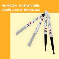 NO. M013A hasaya Girl Dual eye makeup Liquid Liner &amp; Brown Gel ดินสอเขียนคิ้ว +อายไลเนอร์ ในแท่งเดียว เขียนง่าย พกพาง่าย