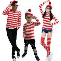 Smart Wally Wheres Wally ชุดคอสเพลย์ตัวละครอนิเมะอังกฤษชุดแม่ลูกฮาโลวีน