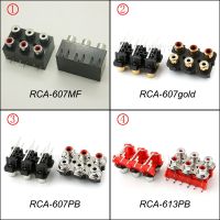 2PCS High quality 2colors ( red White ) 6Holes RCA Female Connector Sealed Stereo audio Jack AV Audio input socket RCA-607MF