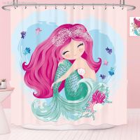 【CW】❒▪  Shower Curtain Tail Kids Cartoon Colorful Hair Set Fabric