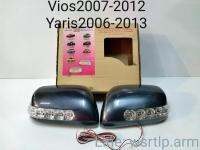 ส่งฟรี ฝาครอบกระจกมองข้าง Vios2007 ถึง 2012, Yaris 2006 ถึง 2013, Altis 2008 ถึง2013 สีเทาดำ รหัสสี 1F8 ไฟหรี่สีน้ำเงิน ไฟเลี้ยวสีส้ม