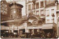 Moulin Rouge Theatre And Cinéma Paris, France Vintage Cabaret โปสเตอร์คาสิโน C.1930s 8in X 12in ป้ายดีบุกโลหะโบราณ