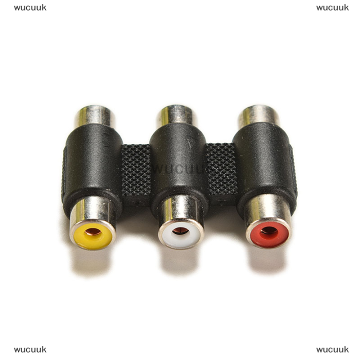 wucuuk-ตัวเชื่อมต่อวิดีโอและเสียง3-rca-av-coupler-อะแดปเตอร์3rca-หญิงมินิ