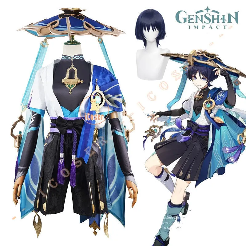 IN STOCK Scaramouche Wanderer Genshin Impact Cosplay Costume Wig New Kunikuzushi Blue Cloak Uniform Outfit Sumeru Game Men Women | Lazada.vn In Stock Scaramouche Wanderer Genshin Impact Cosplay Costume Wig New Kunikuzushi Blue Cloak Uniform Outfit Sumeru Game Men Women | Lazada.Vn
