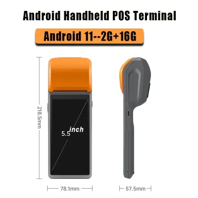 หน้าจอสัมผัสเทอร์มินัลเครื่องพิมพ์ POS PDA แบบมือถือแอนดรอยด์11ไร้สาย Wifi BT 4G บาร์โค้ดในตัวเครื่องสแกนคิวอาร์ W/เครื่องอ่านบัตร NFC