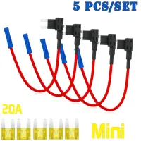 【YF】 Universal 5 Pack 12V Car Add-A-Circuit Piggy Back Fuse Tap Adapter 16AWG 20A APM ATM Mini Blade Holder Small Extractor