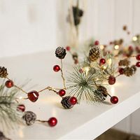 Christmas Garland Decoration Led Copper Wire Light String Fruit Pine Cone Pine Needle Festival Garden Lamp