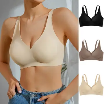 Women's Plus Size Anti Sagging Gathered Double Breast Without Steel Ring  Thin Rose Print Bra Sports Bra for Women at  Women's Clothing store