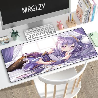 Anime Sexy Girl XXL แผ่นรองเมาส์ Genshin Impact Keqing เครื่องเกมคอนโซลโต๊ะขนาดใหญ่ อุปกรณ์ต่อพ่วงเกมคอมพิวเตอร์ แผ่นรองเมาส์