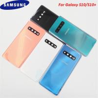 Samsung Galaxy S10 Plus G975 SM-G975 S10 G973 SM-G973ฝาครอบด้านหลังแผงประตูและเลนส์กล้อง