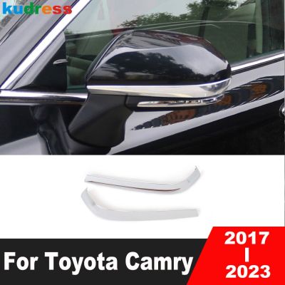 อุปกรณ์เสริมสำหรับ Toyota Camry 70 2017 2018 2019 2020 2021 2022 2023ประตูรถยนต์โครเมียมฝาครอบกระจกมองข้างมองหลังตัดแถบขึ้นรูป