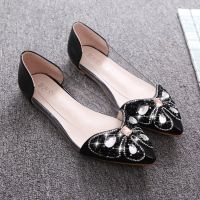 2021Women Flats 2018 New Spring Flat Shoes Pointed Soft Bottom Sexy Sandals Fashion Shoes Rhinestone Bows for Girls Q302