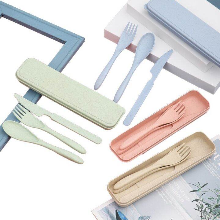 3pcs-set-travel-cutlery-portable-cutlery-box-student-dinnerware-sets-japan-style-wheat-straw-knife-fork-spoon-kitchen-tableware-flatware-sets