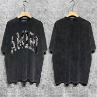 เสื้อยืดแขนสั้น พิมพ์ลายตัวอักษร AMIRI VINTAGE Crack dje