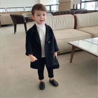 Boys Winter Grid Jackets Boys Girls Woolen Double-breasted Baby Trench Coat Lapel Autumn Kids Outerwear Coats Wool Coat Overcoat