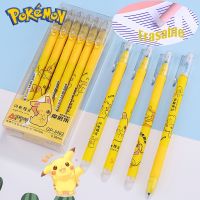 Pulpen Gel Hitam สีน้ำเงิน Pikachu Pokemon Pikachu ขนาด12ชิ้น/เซ็ต0.38มม. 0.5มม. อุปกรณ์เครื่องเขียนสำหรับโรงเรียนเครื่องเขียนในสำนักงานหมึกลบได้ลายการ์ตูน