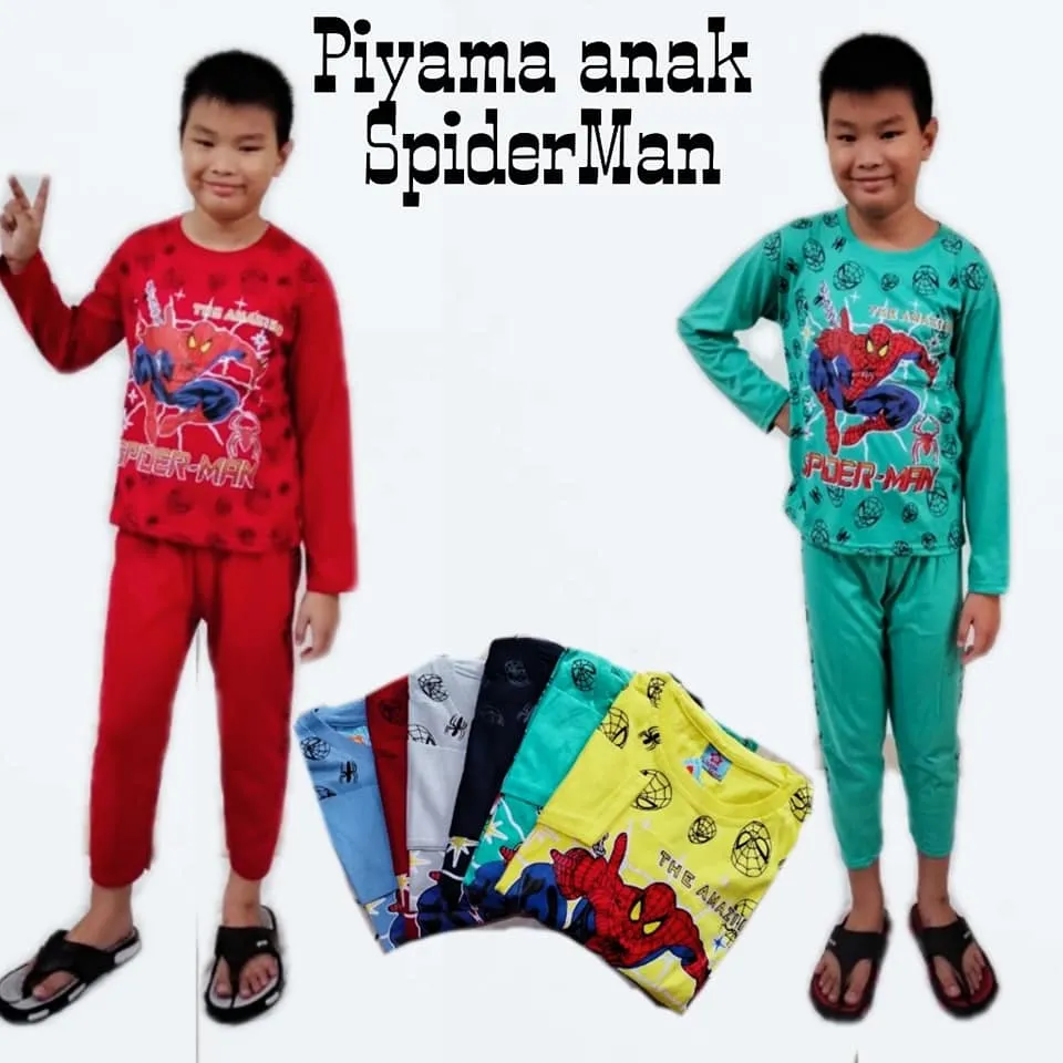 Piyama Anak Spiderman - Baju Tidur Anak Laki-laki - Piyama Spiderman - BAJU  SETELAN ANAK PREMIUM QUALITY 100% KATUN - BAJU TIDUR ANAK COWOK - BAJU  TIDUR ANAK | Lazada Indonesia