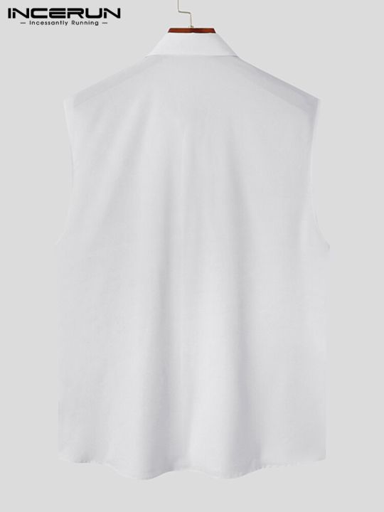 2023-incerun-เสื้อสีทึบผู้ชายปกจีบแขนกุดมีกระดุม-เสื้อลำลองหรูหราแฟชั่นผู้ชายเสื้อผ้าแนวสตรีทแวร์เสื้อปาร์ตี้
