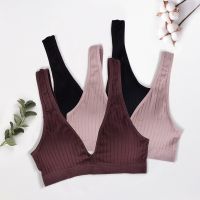 【ง่าย】ผู้หญิงไม่มีรอยต่อกีฬา Bra Plunge Bra Deep V เซ็กซี่ Crop Tops ผู้หญิง39; S ชุดชั้นใน Backless Bralette หญิง Bras Тобы